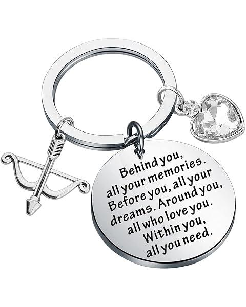 FEELMEM Archery Charm Keychain Archery Gifts Behind You All Your Memories Girls Bow and Arrow Jewelry Gift
