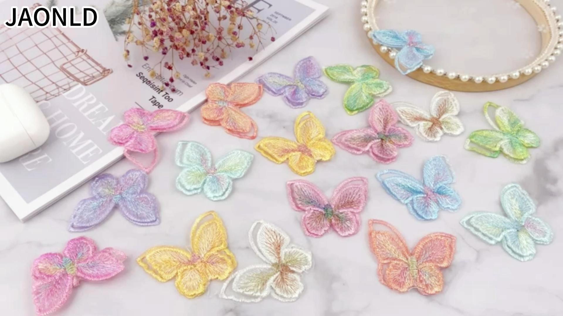 Patch Brodé Papillon à Paillettes – Autocollant Textile Pour Décoration Vêtements, Sacs, Mariage – Dimensions Environ 26 X 17 Cm - 2