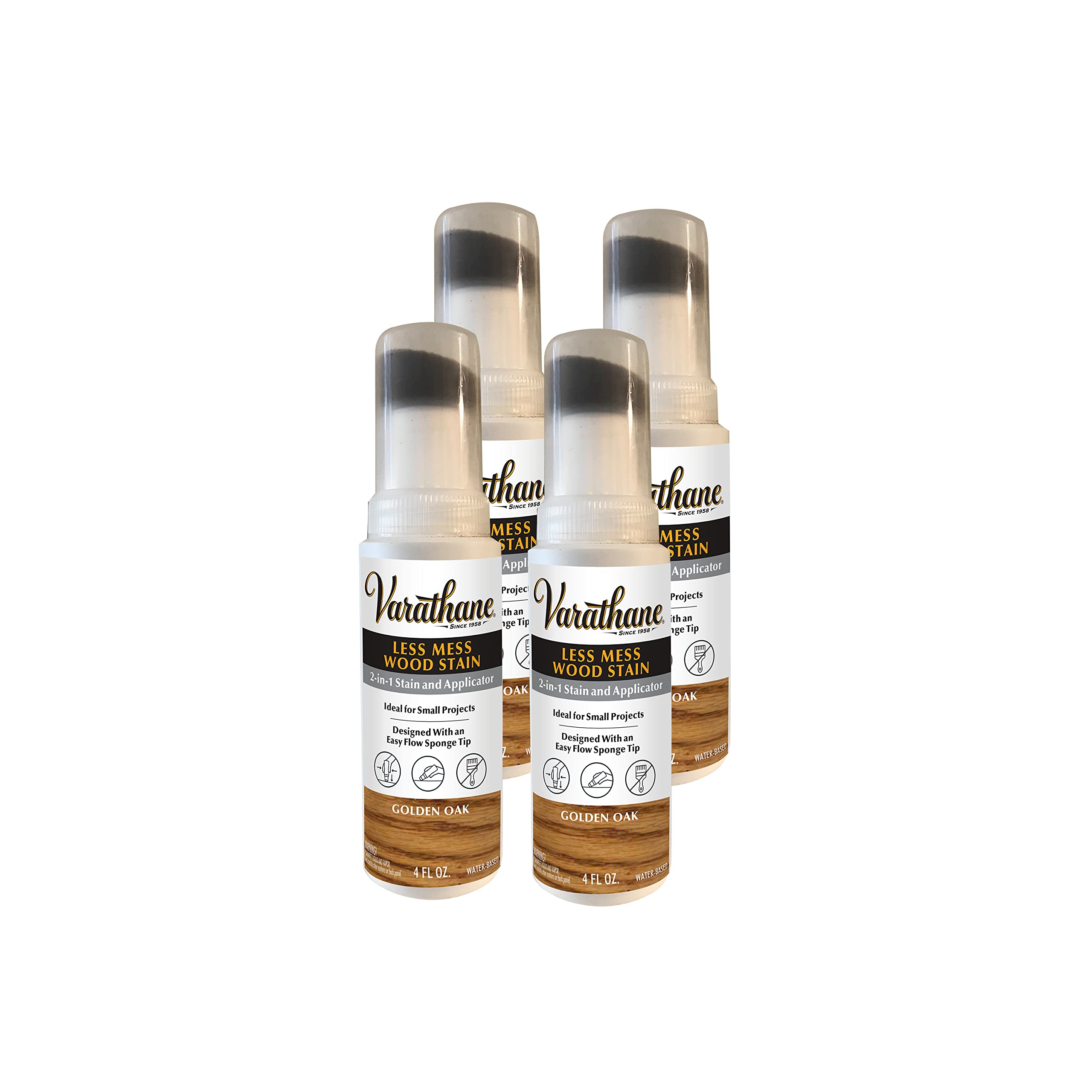 Varathane 368035-4PK Less Mess Wood Stain and Applicator, 4 oz, Golden Oak, 4 Pack
