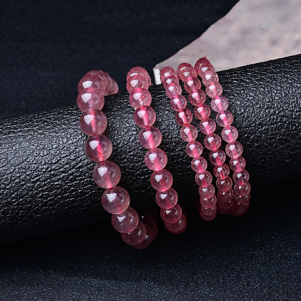 Pulsera Feng Shui Pulsera de Cristal de Cuarzo Fresa Pulsera de dragón Chino Pulsera de Piedras Preciosas Naturales para Mujer Pulsera de Chakra de Cristal Reiki Pulsera talismán,6mm