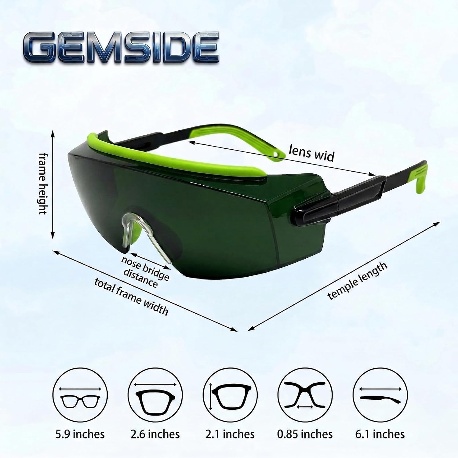 Welding Safety Glasses Welding Goggles Wraparound Welder Glasses, Shade 5 Dark Green Lens for Plasma Cutting Brazing Soldering, Anti-Scratch UV Eye Protection Gafas Para Soldar Lentes Para Soldar