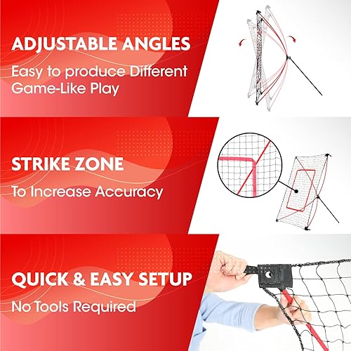 Miniatura 5 de NETPLAYZ Red de entrenamiento para niños de béisbol - Pitch Back, práctica de campo, rebote, ejercicio de retorno de lanzamiento  Regalos deportivos