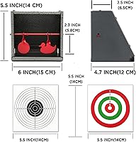 Vista 5 de Atflbox Objetivo de trampa BB con 20 objetivos de papel y objetivo de tiro de metal de reinicio para pistola de pellets de Airsoft, pistola BB