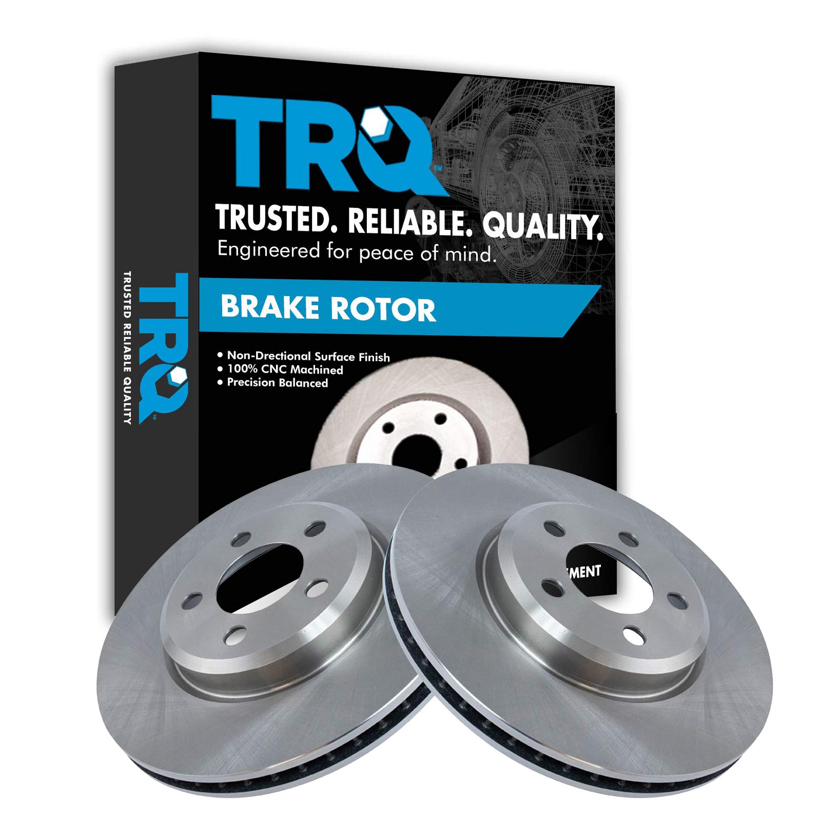 TRQ Front Brake Rotors Set Vented Compatible with 2005-2021 Chrysler 300 2009-2022 Dodge Challenger 2006-2022 Charger 2005-2008 Magnum