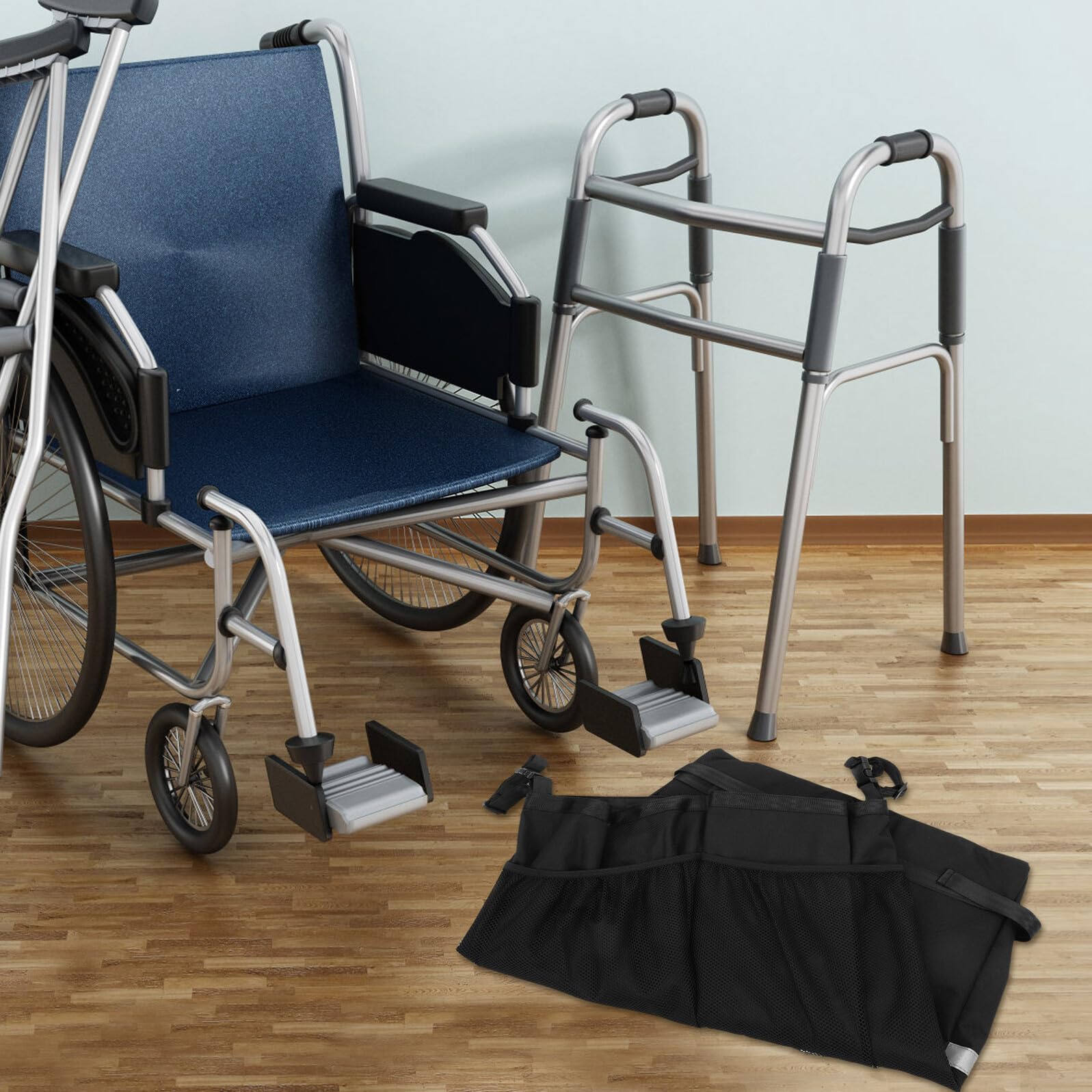 Bolsa para Tanques de Oxígeno Doble para Silla de Ruedas, Portátil con Correas Ajustables, Tela Oxford Resistente, Compartimento Lateral de Fácil Acceso para Viajes y Uso Diario