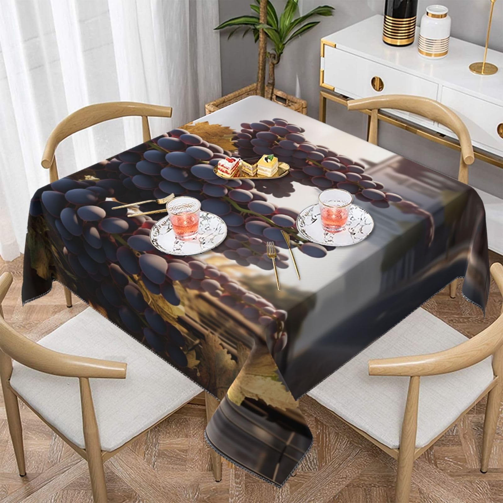 Nappe en tissu infroissable et lavable en polyester 140 x 140 cm