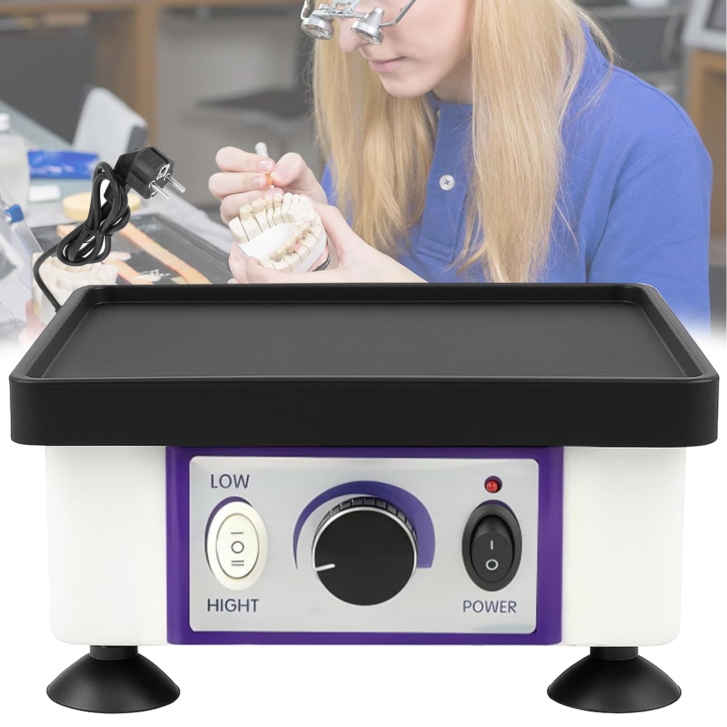 Dental Oszillator Gipsrüttler, 220V 120W Elektrisch Square Einstellbare Geschwindigkeit Rüttelplatte Gips, Lab Equipment Vibrator Vibrating für Mischen von Gips, Gießen Modellen, Harzguss