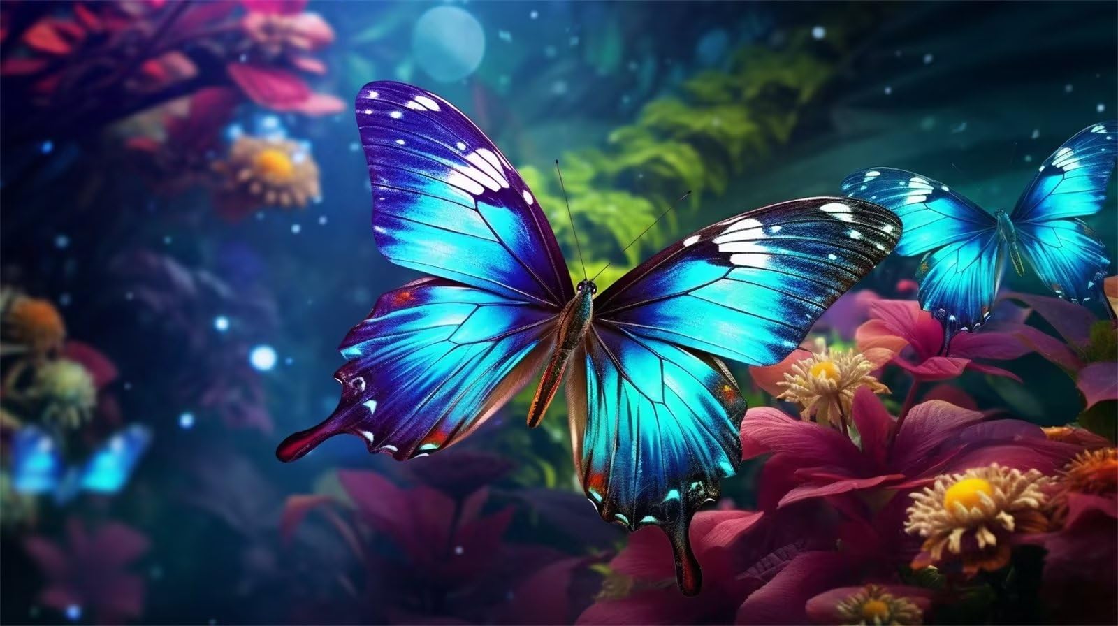 Diamond Painting Papillon Fleur, DIY Peinture Broderie Diamant Painting Kit Complet, Loisirs Créatifs Adultes Diamond Painting Grand Format, Kit Diamond Painting pour Maison Décor Noël(178x100cm)-9H