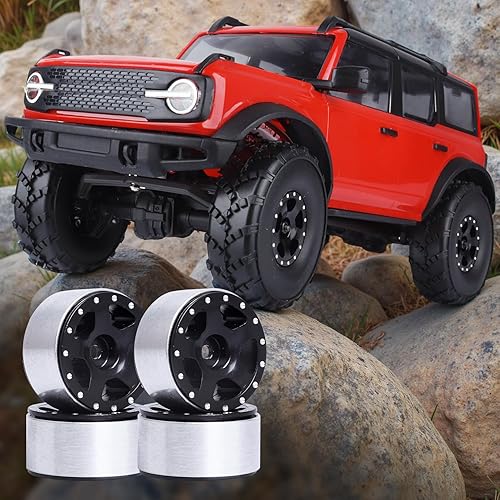 Miniatura 6 de Ruedas Micro 1.0 Beadlock con tuercas de seguridad para actualizaciones mecanizadas CNC de aluminio SCX24 124 (paquete de 4) (tipo 1)