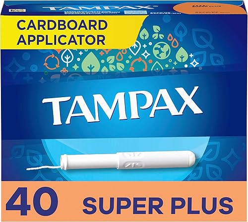 Tampax Tampones, absorción súper Plus, aplicador de cartón, falda Leakgaurd, sin perfume, 40 unidades