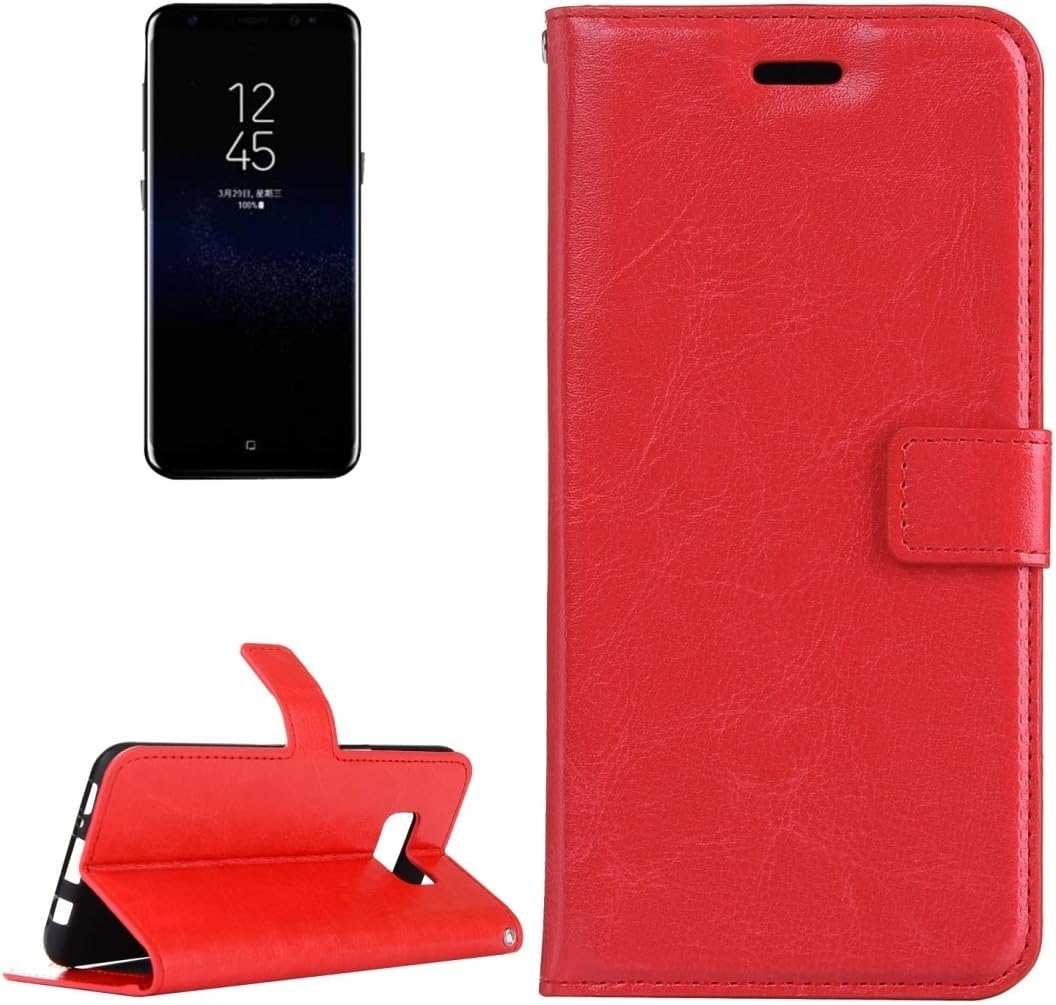 Retro Unhinged Horse Texture Horizontal Toss Leather Case With Holder & Card Slots & Wallet & Photo Frame& Lanyard For Samsung Galaxy S8 Cell Phone Case YUCPING (Color : Red)
