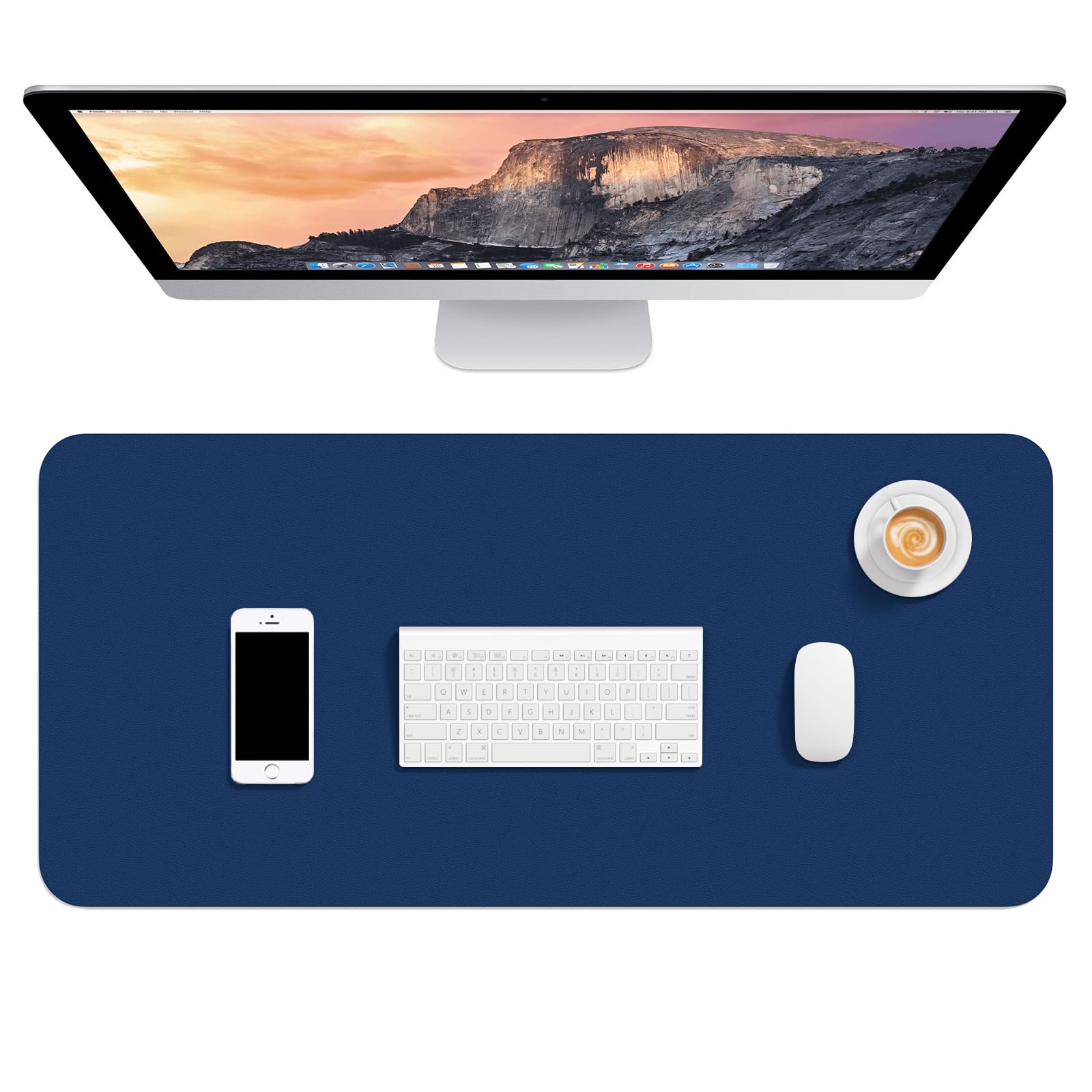 Hsurbtra Desk Pad, 30" x 14" PU Leather Desk Mat, XL Extended Mouse Pad, Waterproof Desktop Blotter Protector, Non-Slip Ultra Thin Large Laptop Keyboard Writing Mat for Office Home, Navy Blue โ image 1