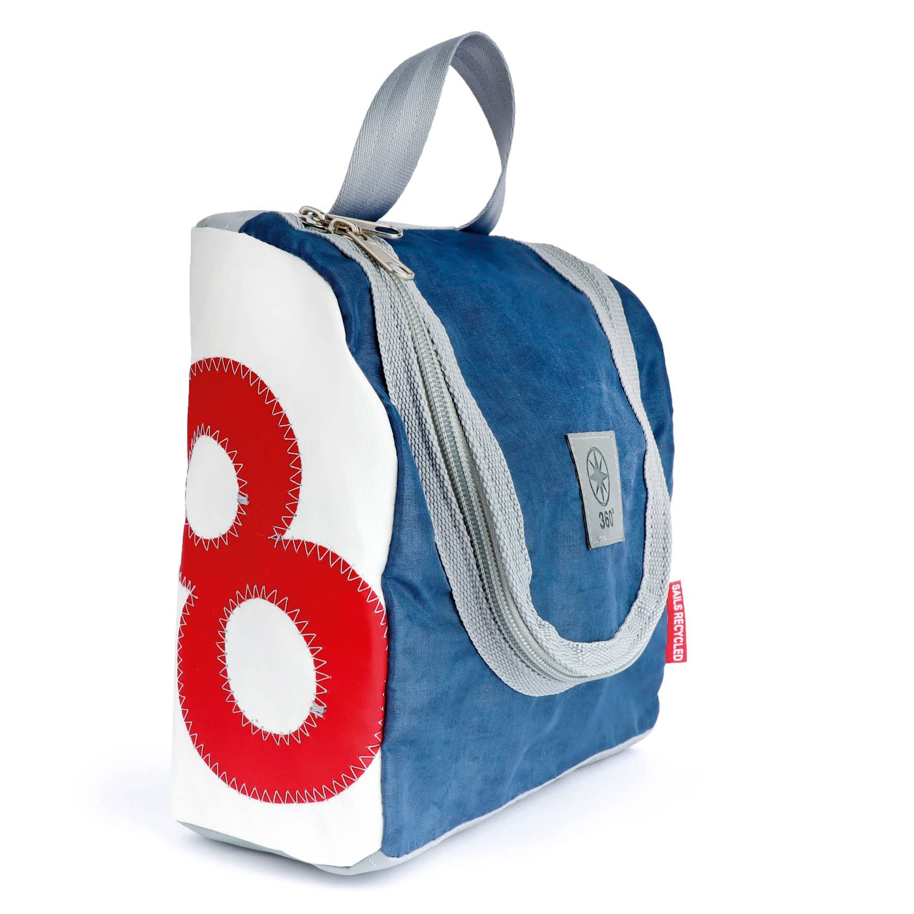 360° Kulturtasche Kulturbeutel Matrose XL weiß-blau Zahl rot