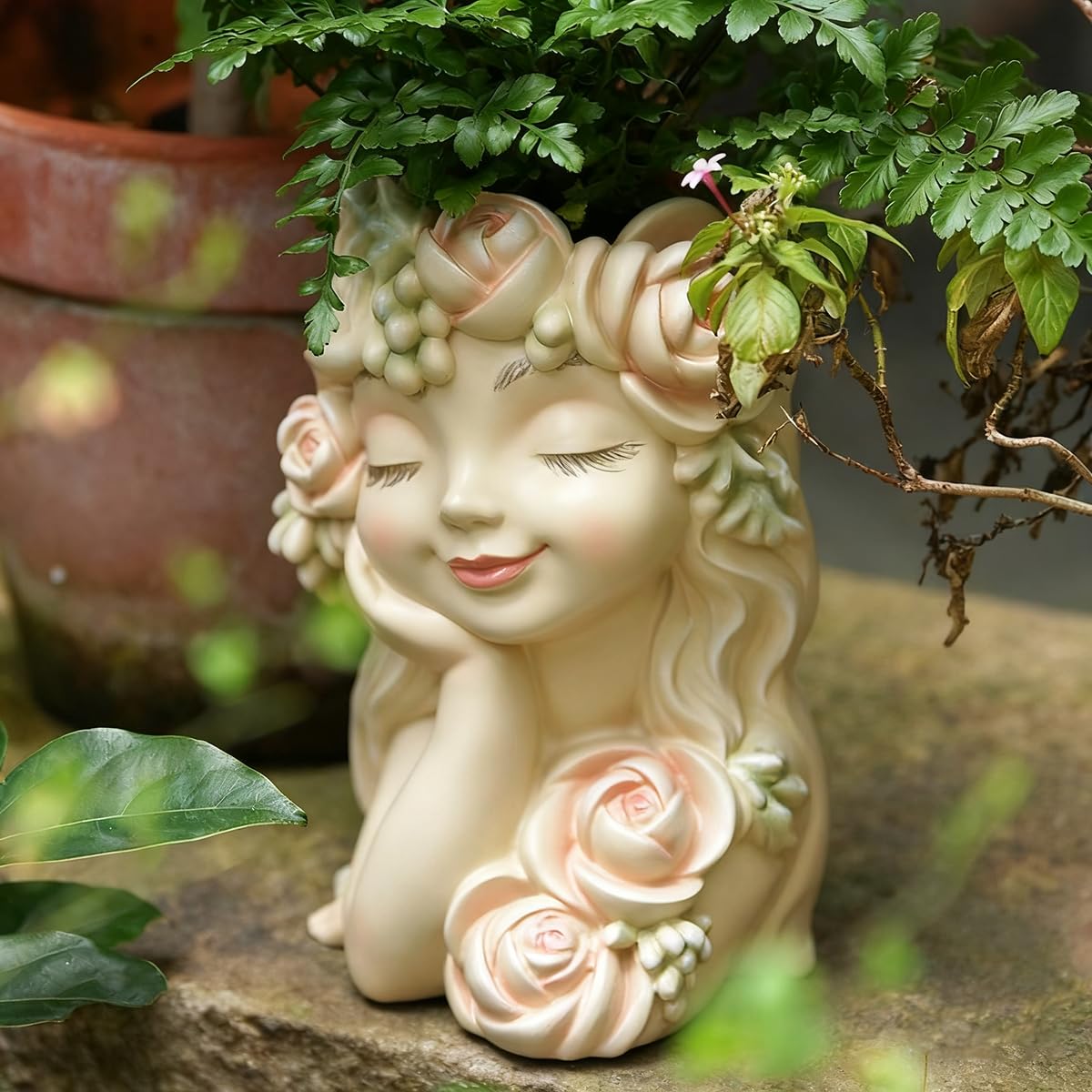 Decorative Garden Fairy Head Planter Resin