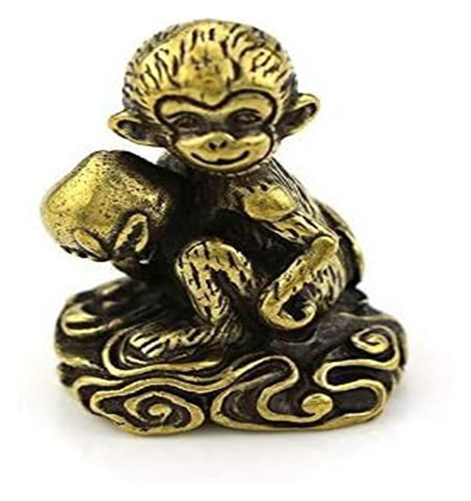 XCFTYRU Vintage Brass Statue， Vintage Copper Monkey Peach Desk Ornament Brass Animal Figurines Crafts