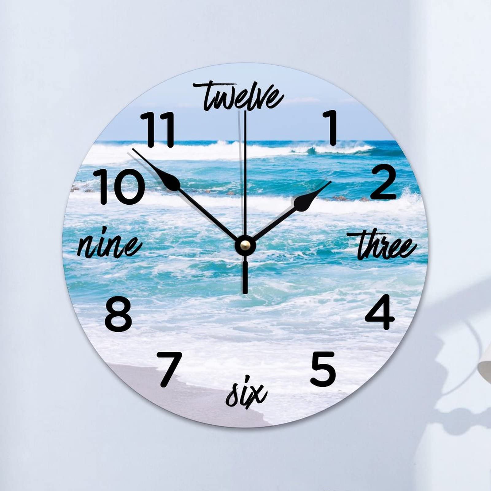 Horloge murale en bois à piles Gangneung sans tic-tac 38,1 cm de salon