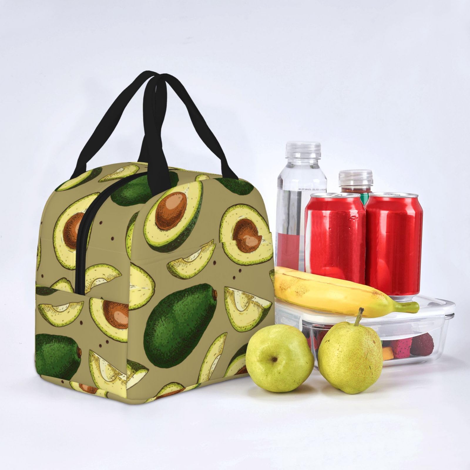 Süße Avocado-Lunchtasche – Isoliert, Wasserdicht, Mit Reißverschluss, 26x21x11 Cm, Für Arbeit & Picknick