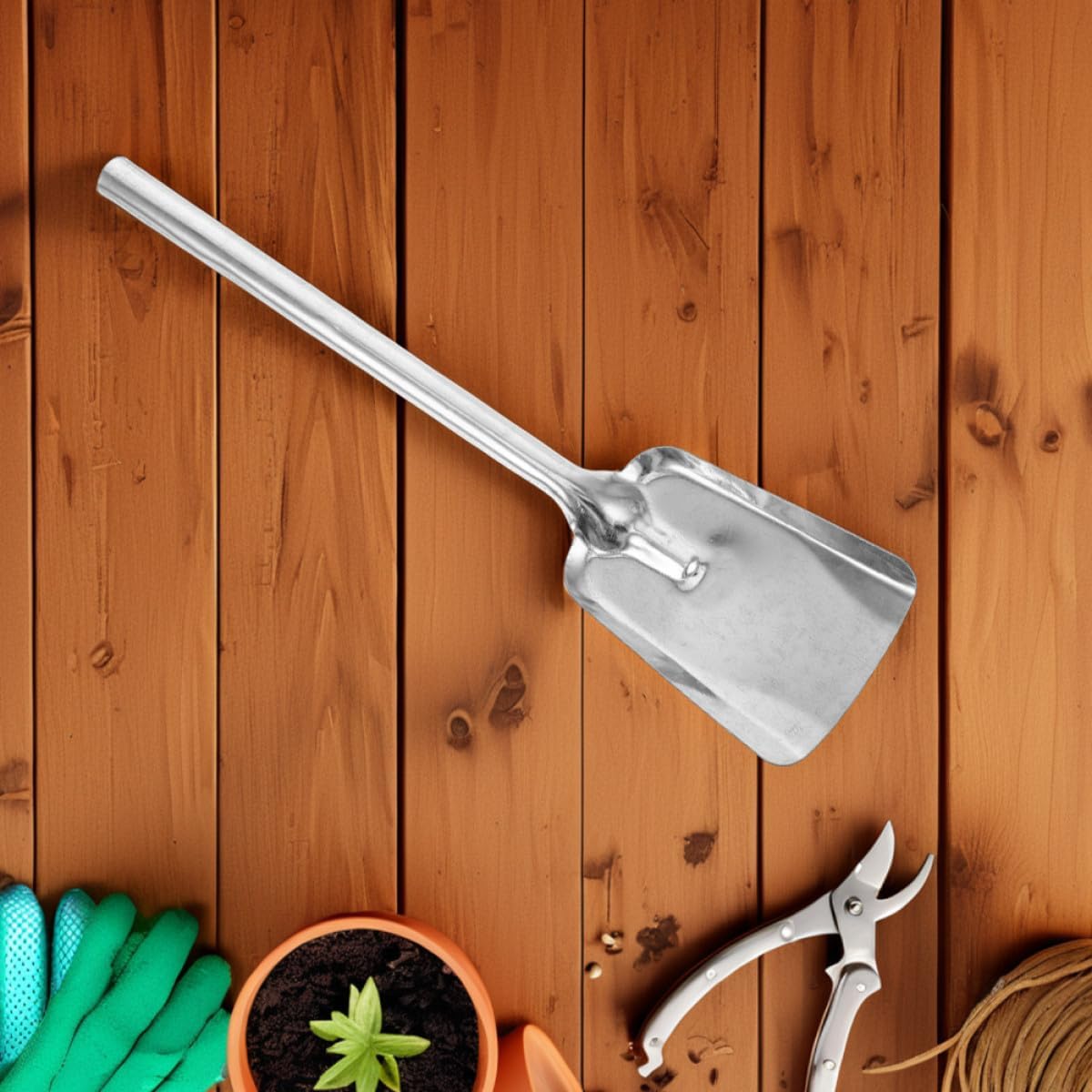 KICHOUSE Heavy-Duty Cast Iron Coal Shovel with Large Round Blade, Long Handle Ash and Wood Stove Shovel for Fireplace and BBQ Coal Removal, Sturdy Fire Pit Tool for Outdoor and Indoor