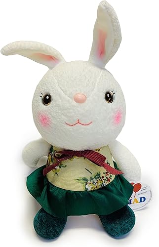 Peluche de conejo de orejas rosadas, juguete de peluche suave con ropa linda para recién nacidos, niños pequeños, niñas y niños  Cumpleaños y Pascua
