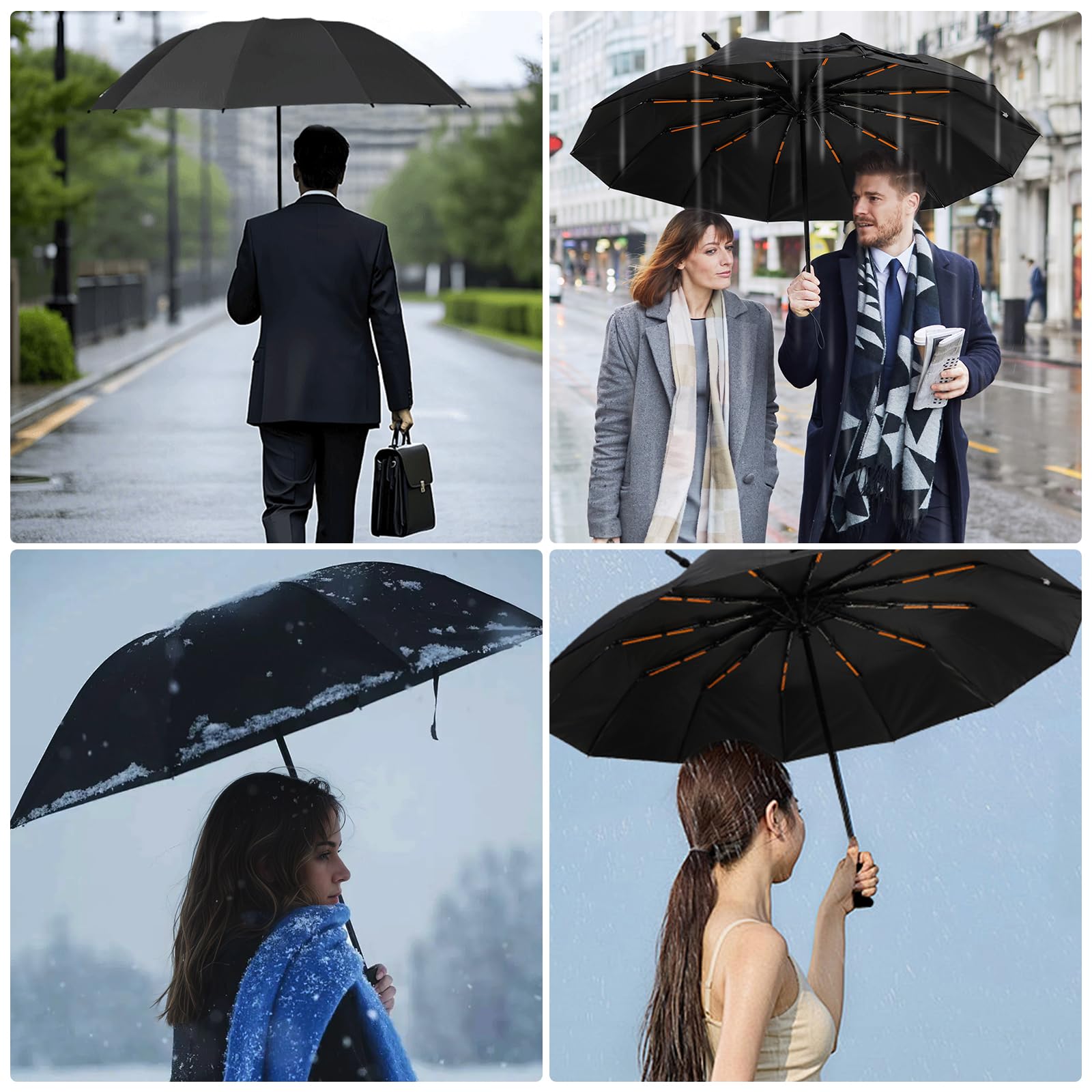 Romon Automatyczny parasol, odporny na burzę, kompaktowa ochrona przed promieniowaniem UV, idealny w podróży, wysokiej jakości parasol kieszonkowy z obsługą jednego przycisku, czarny