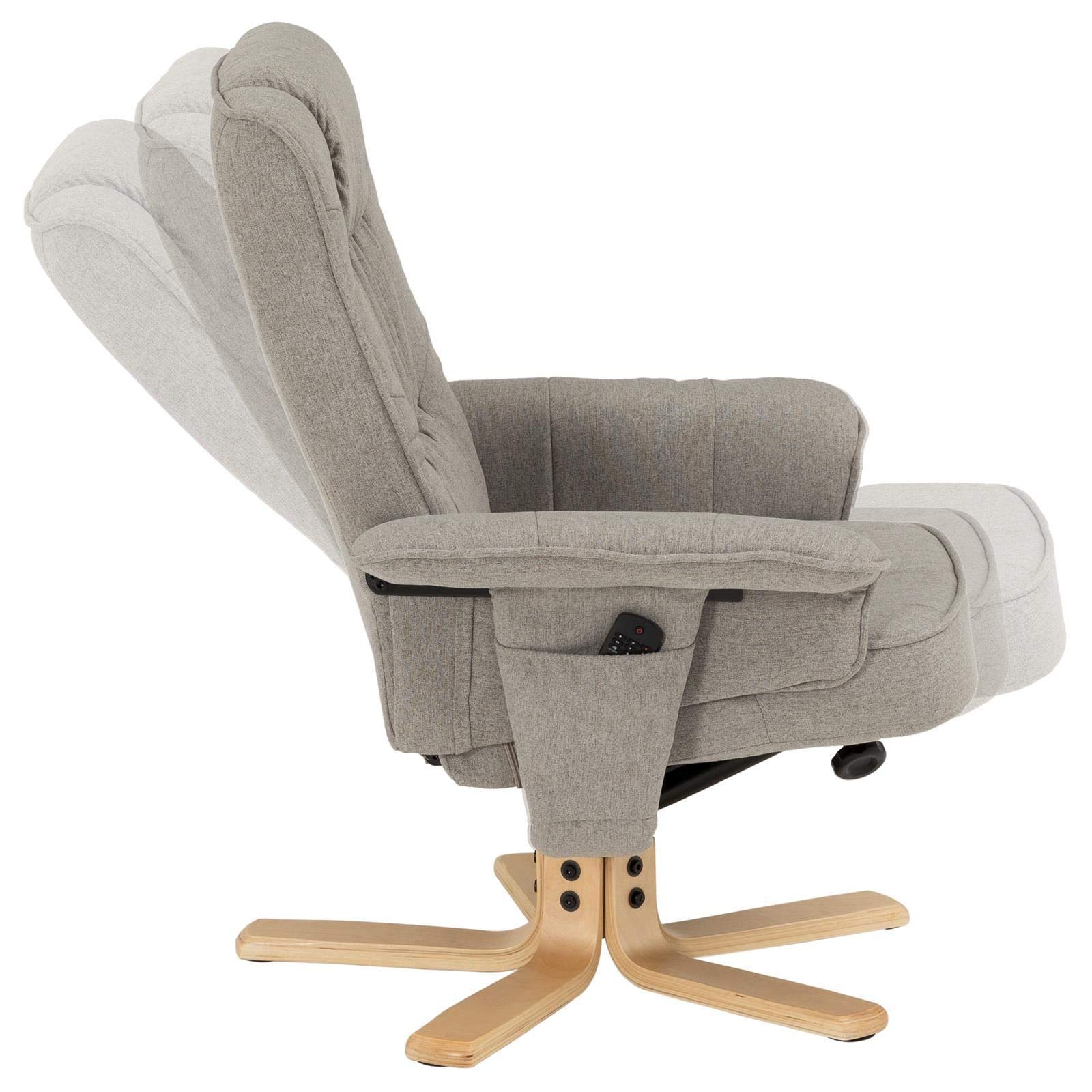IDIMEX Fauteuil de Relaxation Charly avec Repose-Pieds Pouf, siège pivotant et Dossier inclinable, Assise rembourrée Confortable et Relax, revêtement en Tissu Gris