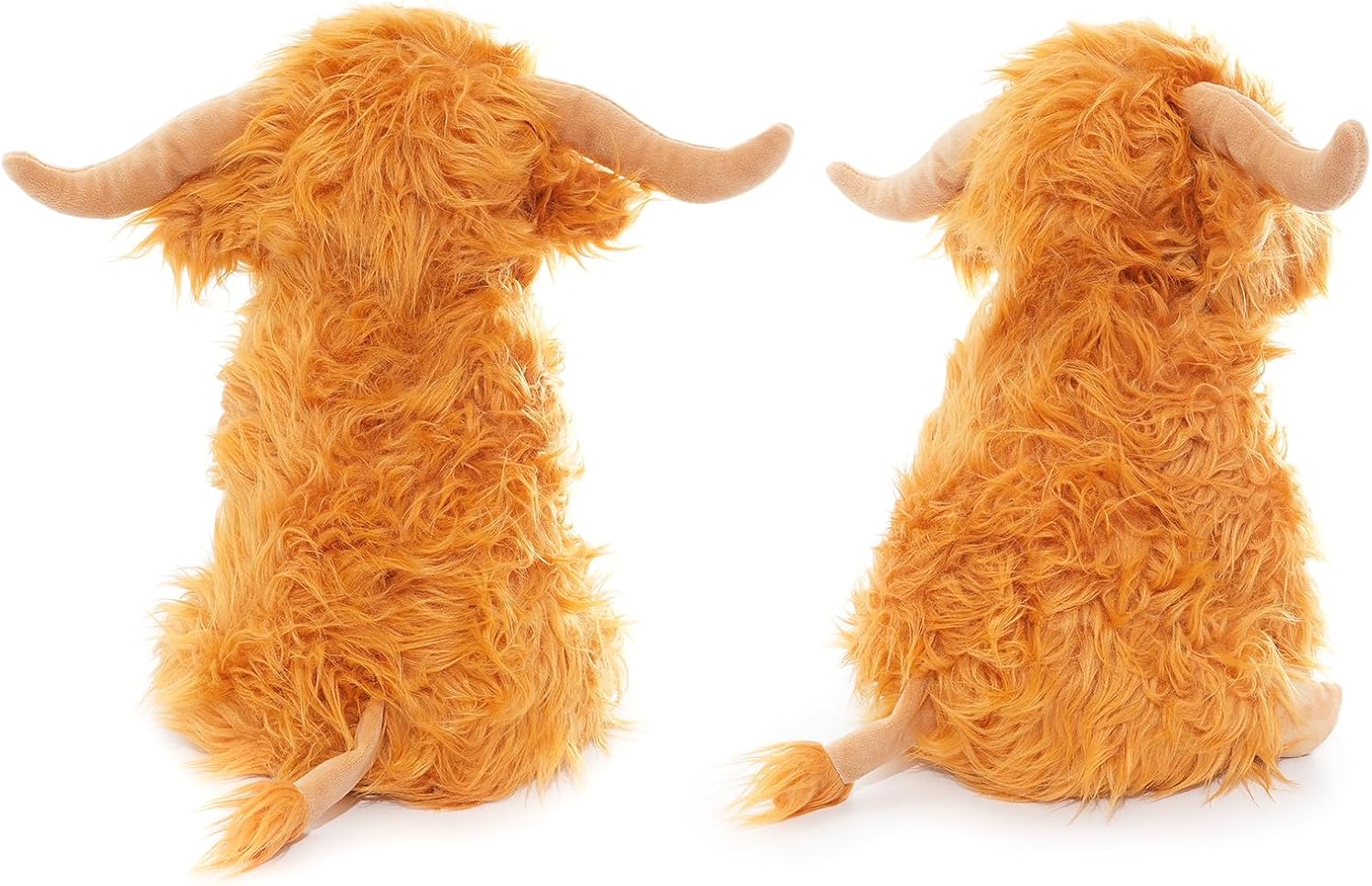 WEIGEDU Highland Cow Stuffed Animal Plush Toy – 12” Soft Fluffy Cuddly Cattle with Horns – Realistic Highland Bull for Kids & Collectors – Brown
