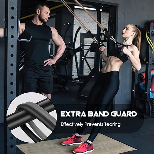 Miniatura 8 de VEICK Bandas de resistencia, bandas de ejercicio, bandas de entrenamiento, bandas de resistencia para entrenar con asas para hombres y mujeres, Gris