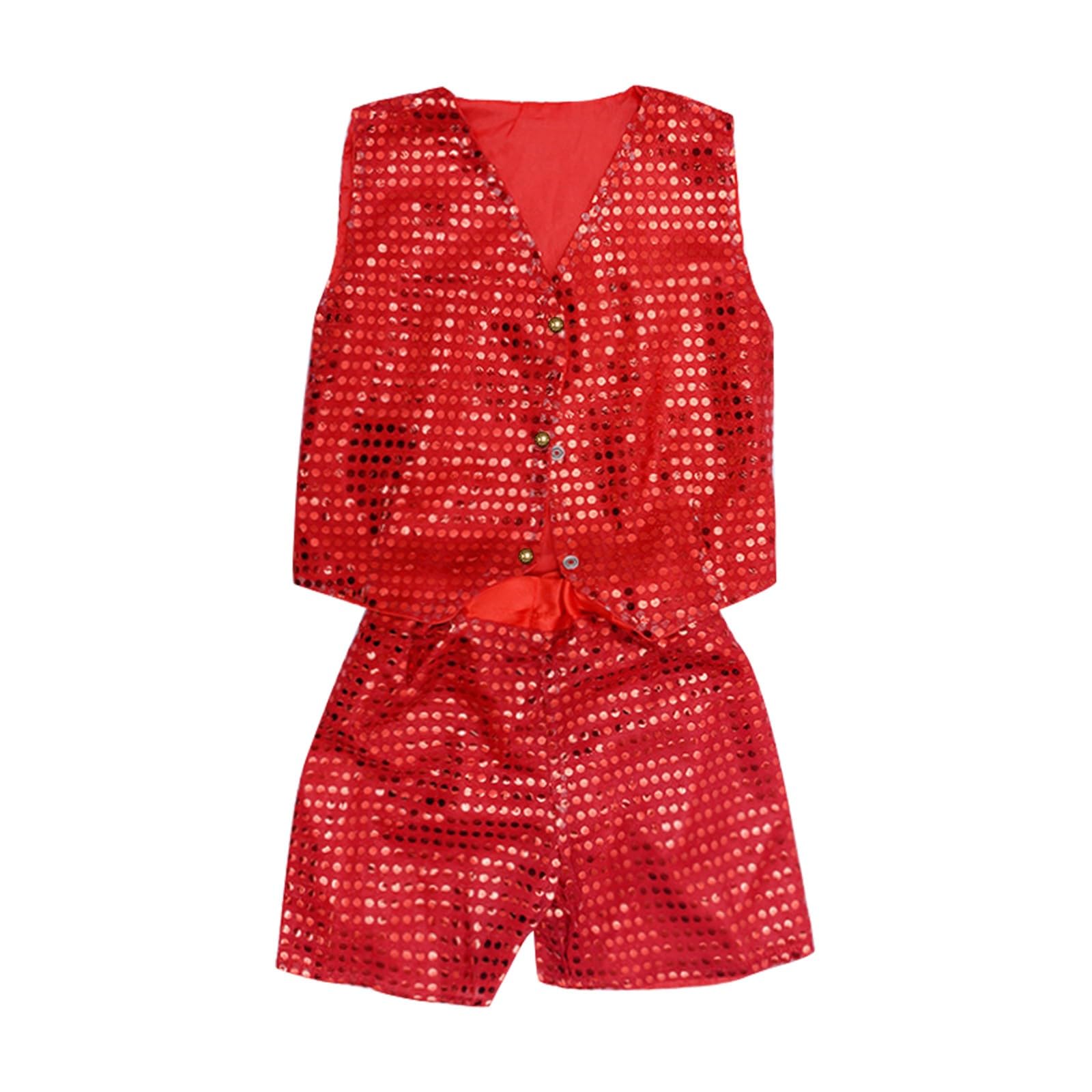 Traje de lentejuelas para niñas, sin mangas, con botones, cuello en V, chaleco brillante y pantalones cortos, para adolescentes y niñas, chaqueta casual de verano, chaleco para fiestas