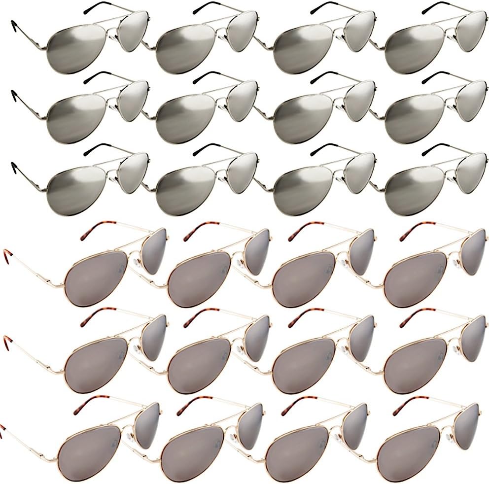 The Original Aviator - Full Mirror Lens (24 Piece, 12 Silver/ 12 Gold Set)