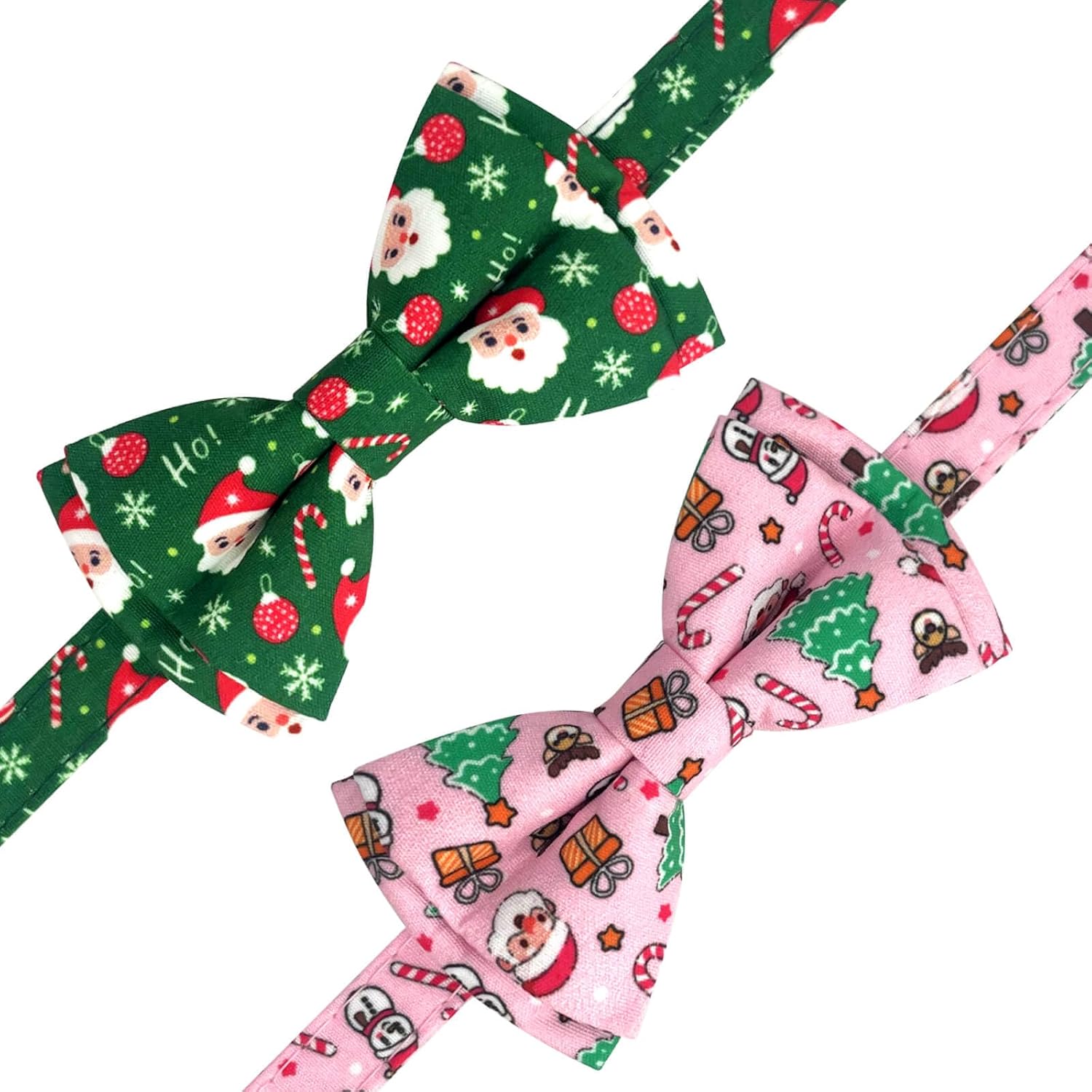 2 Pack Christmas Cotton Cat Collar with Bow Tie and Bell for male Female Cats,Soft Fancy Breakaway Kitty Kitten Collar with Tree & Santa Patterned Design for Boy Girl Cats. (Tree & Santa Claus) image 5