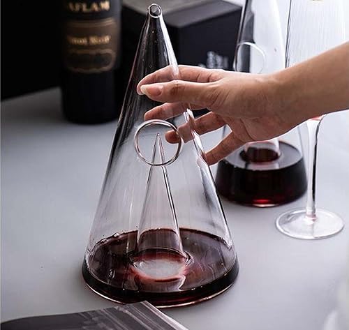 Miniatura 3 de Uncork & Uncap Decantador de vino  25.4 fl oz en forma de pirámide  Decantador de vinowhisky  Decantador de cristal soplado a mano sin plomo  Jarra