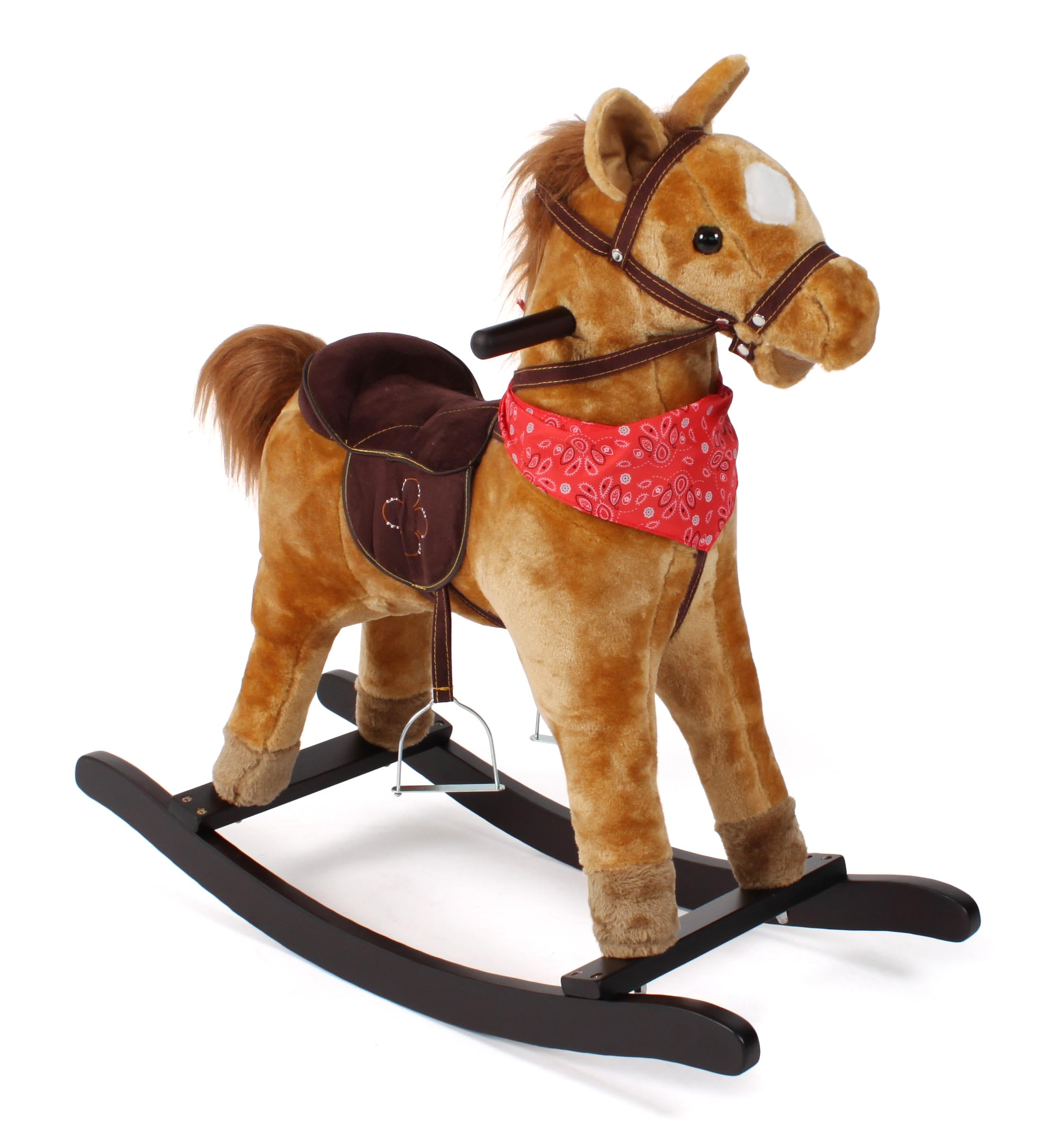 Bayer Chic 2000 Schaukelpferd Cowboy Braun | Premium Schaukeltier aus Holz | Klassisches Plüsch-Schaukelpferd im Western-Look. Mit robustem Holzgestell, Sattel, Steigbügeln & Haltegriffen.