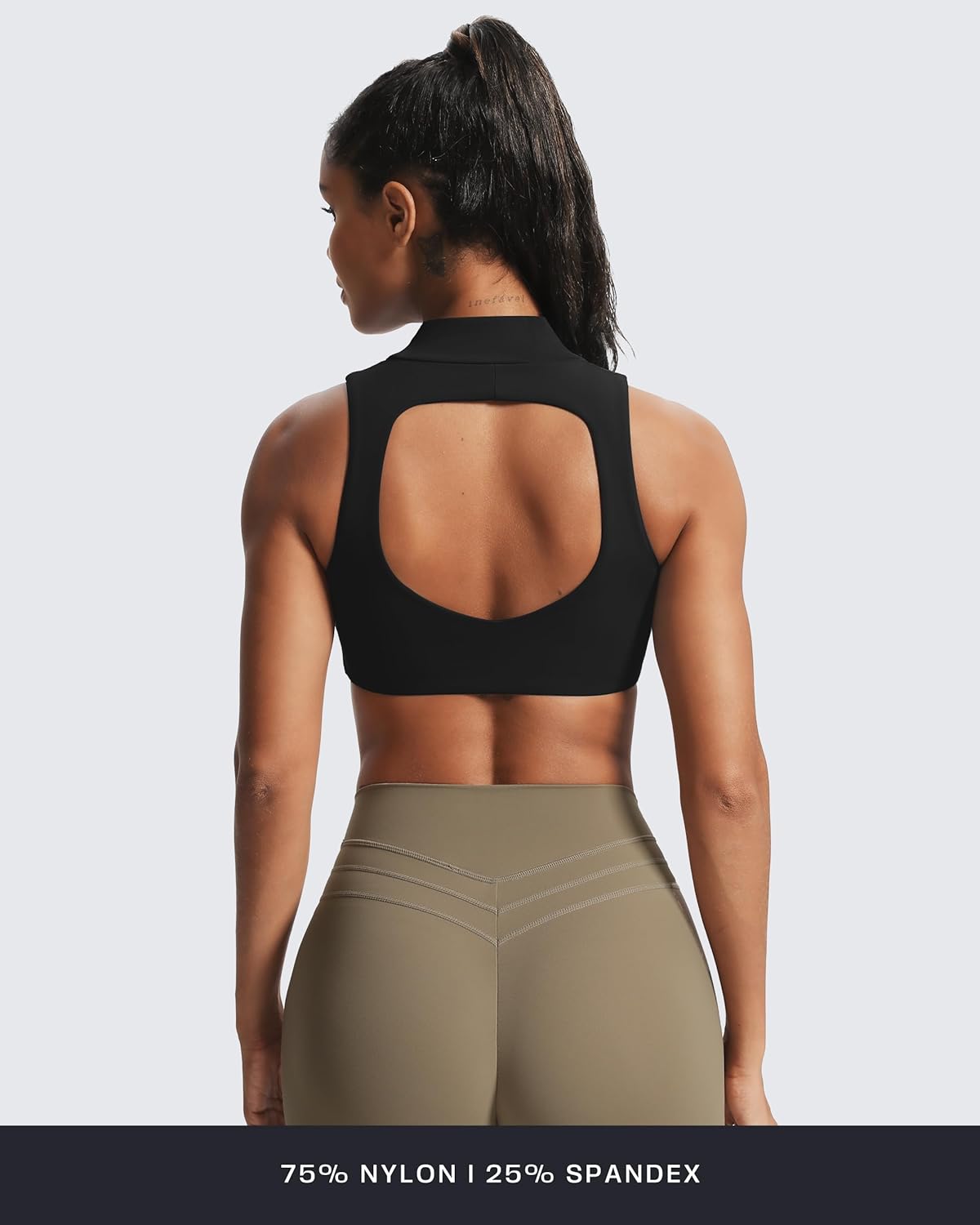 Aoxjox Women's Kim Cutout High Neck Tank Workout Sports Bras Fitness Training Gym Bra Yoga Crop