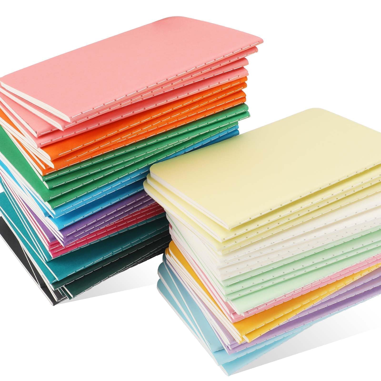Oucaru 64 mini cuadernos a granel, 3.5 x 5.5 pulgadas, 16 colores, 60 páginas de papel en blanco, juego de cuadernos de bolsillo pequeño, mini blocs de notas para niños, estudiantes, viajeros,