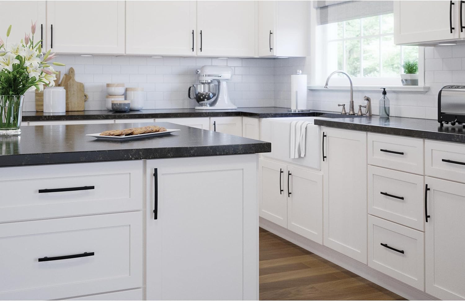 Franklin Brass (10-Pack) – Matte Black Cabinet Handles, 5-1/16 Inch Hole Center, Casual Pulls for Drawers, Kitchen Cabinet Door, Dressers | Subtle Arch