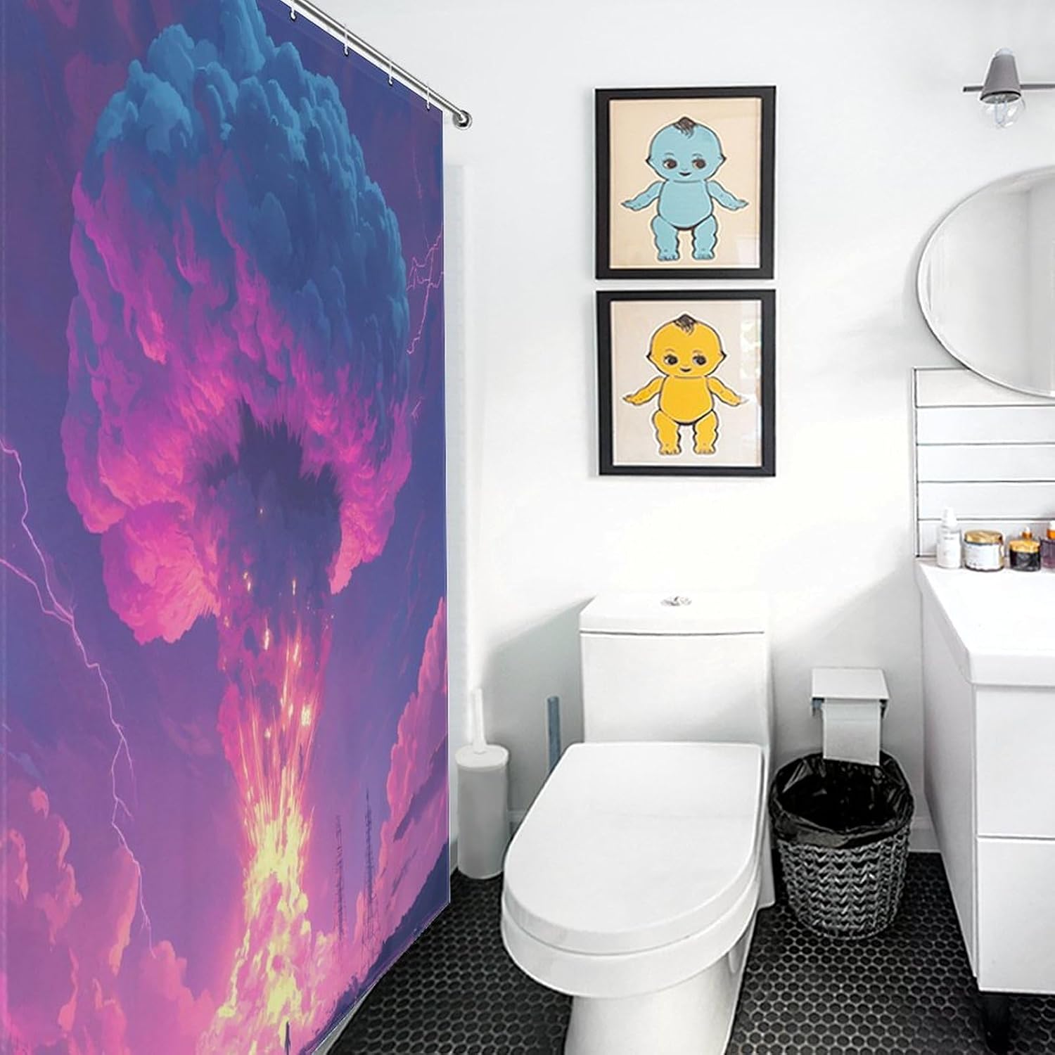 Nuclear Mushroom Cloud Shower Curtain Home Bathroom Decor Waterproof Splash Shower Curtains