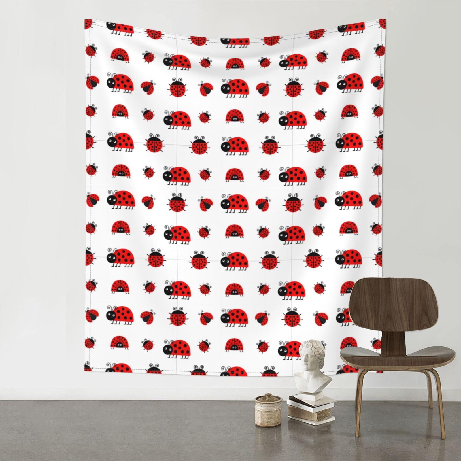 YYHWHJDE Red Ladybug Prints 60x51in Wall Tapestry – Boho Decor Throw Blanket for Bedroom, Dorm, Beach Cover, Picnic & More