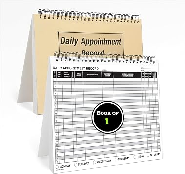 MICRO TEC Daily Appointment Record Log Book - 8.5 x 1, 100 Pages/Book of 1 | Spiral-bound 100-page per book record books with durable 90 lb paper for daily appointment scheduling and service tracking