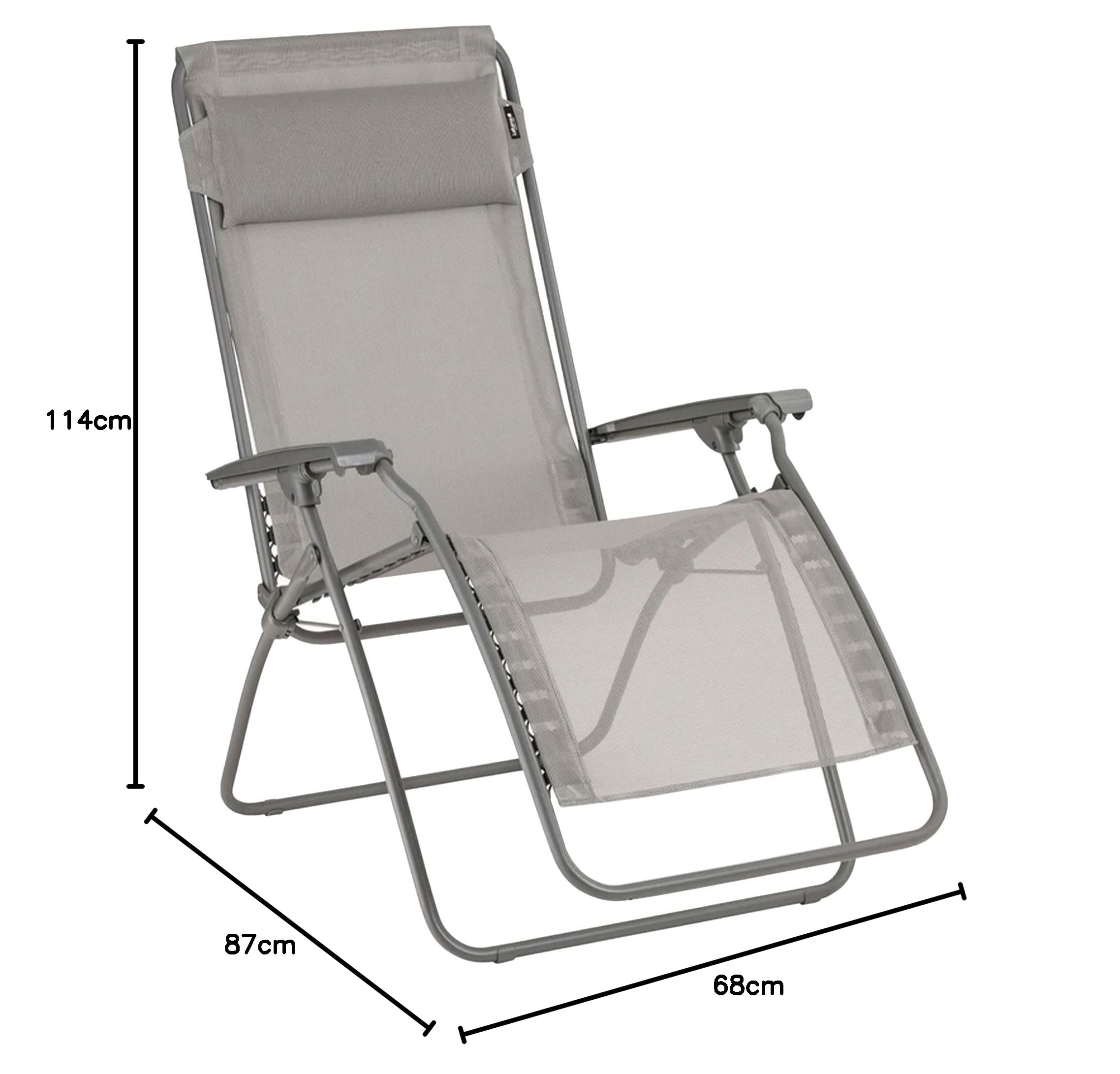 Lafuma MOBILIER - Fauteuil Relax Transat Jardin - Chaise Longue Zéro Gravité - Rclip - Batyline® Iso - Gris Terre - Fabriqué en France - LFM5169_8556 - Garantie 5 Ans - L.88xl.67xH.114cm