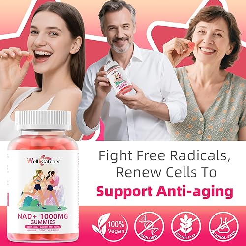 Miniatura 7 de NAD+ - Suplemento de gomitas para mujeres de 1000 mg - Gomitas NAD Plus para hombres sin azúcar Vitamina B3 Niacinamida Pure Organic Boost NAD Nivel