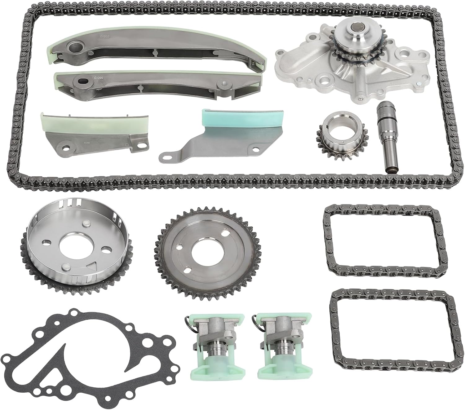 ECCPP Engine Timing Chain Kit suits for Dodge Stratus for Chrysler Sebring, 2005-2006 for Chrysler 300 OE# 9-0397SA, w/Timing Chains Sprocket Tensioner Guide Water Pump