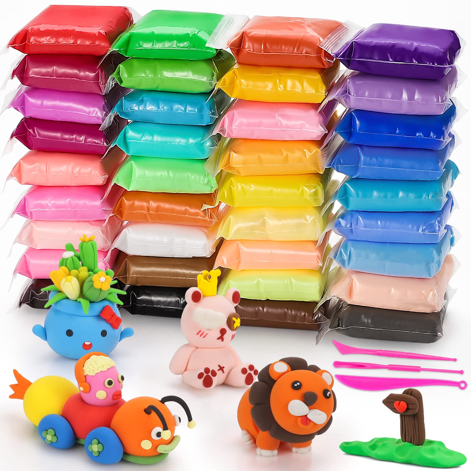 ciaraq modeling clay kit - 36 colors air dry ultra light clay safe amp non-toxic great gift for kids