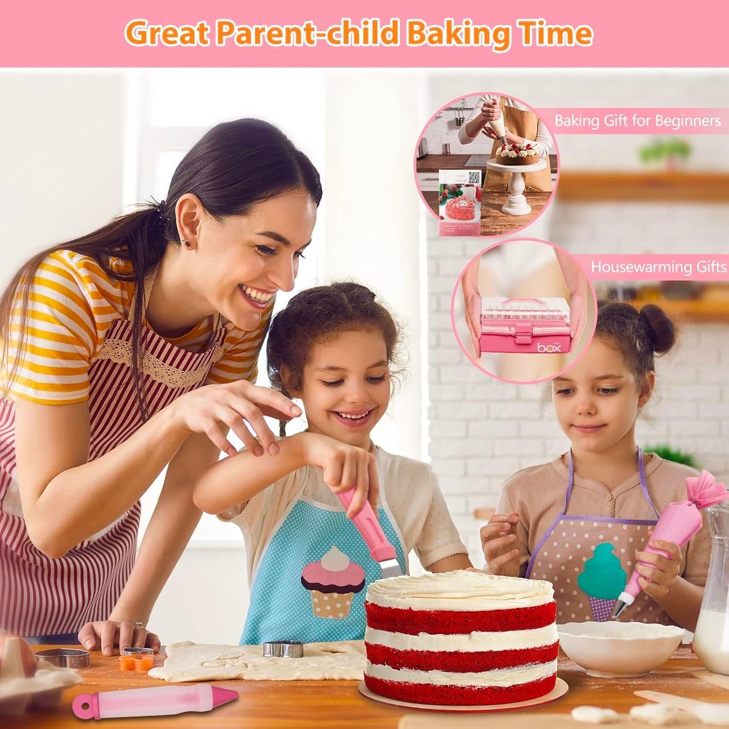 Tingjia Kit di strumenti per decorare torte: 274 accessori da forno con custodia, set di sac à poche e punte per glassa, set per cupcake, biscotti, glassa, fondente, panetteria, per adulti e