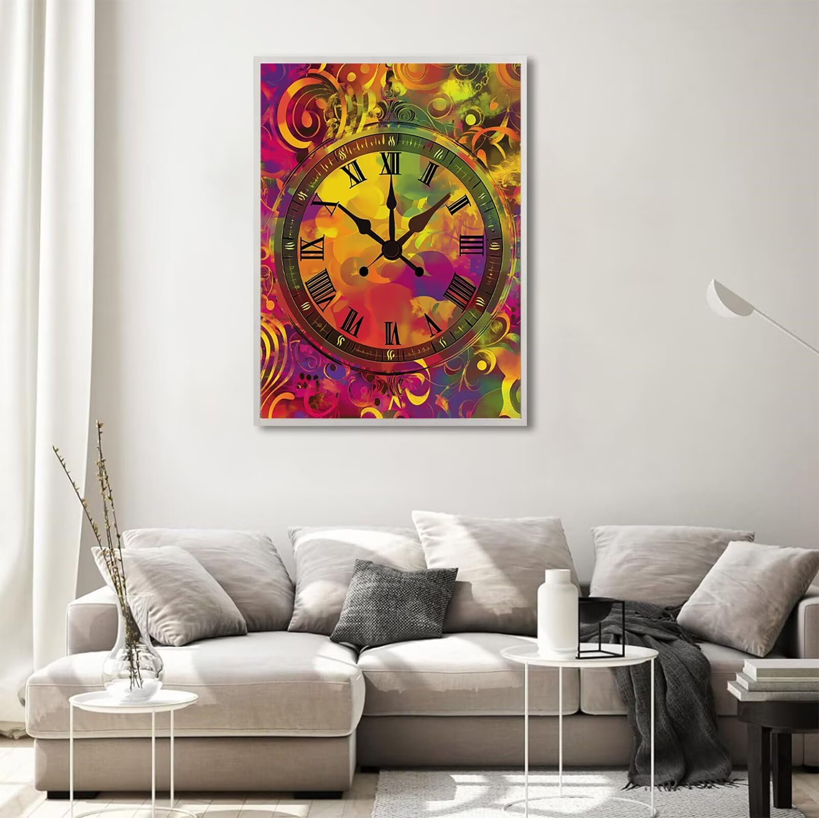 Uhr Diamond Painting Traum Diamond Painting 90x120cm, 5D Vollbohrer Diamanten Kinder Anfänger Bastelset DIY Set Erwachsene Kreativ Set für Erwachsene für Zimmer Wand Deko Geschenke für Frauen,Model639