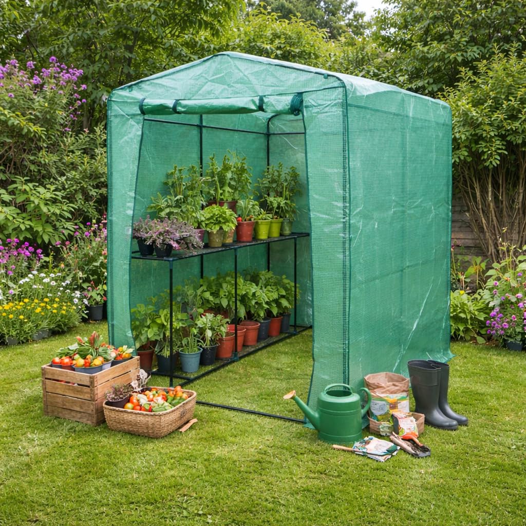 Garden Mile 3-Tier Wooden Cold Frame Mini Greenhouse, 3.28ft/1m Tall with Shelves, Hinged Lid and Polycarbonate Glazing, Ideal for Seedlings, Vegetables and Flowers (Greenhouse Cover) (200cm)