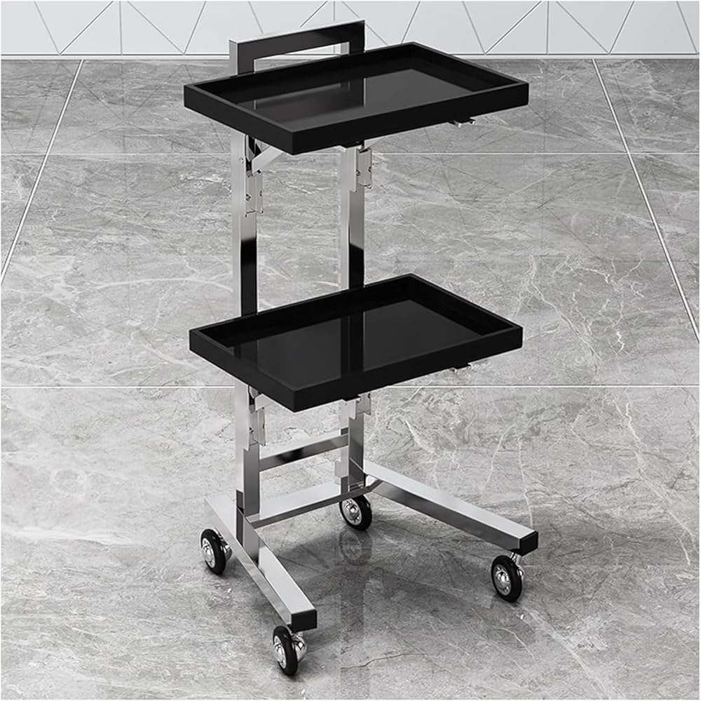 LJYKBFL Stainless Steel Rolling Cart with Wheels, Folding Storage Trolley for Utility Organization in Bedroom Tattoo Shop
