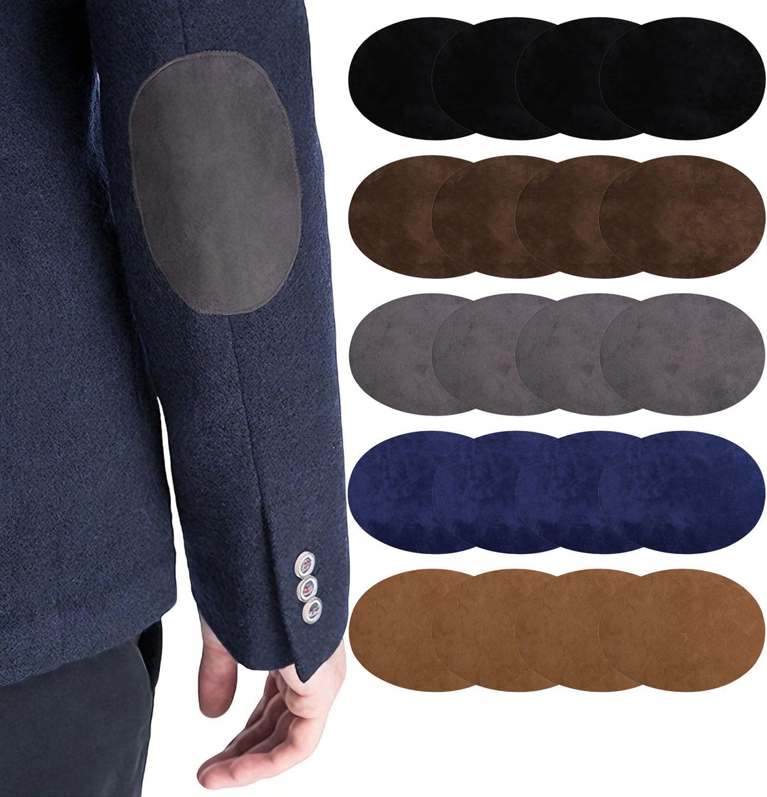 20 Pcs Iron on Repair Patch, Elbow Patches for Wool Jumpers Sew on Oval Elbow Knee Felt Patches 11 x 14cm for Clothing Sweater