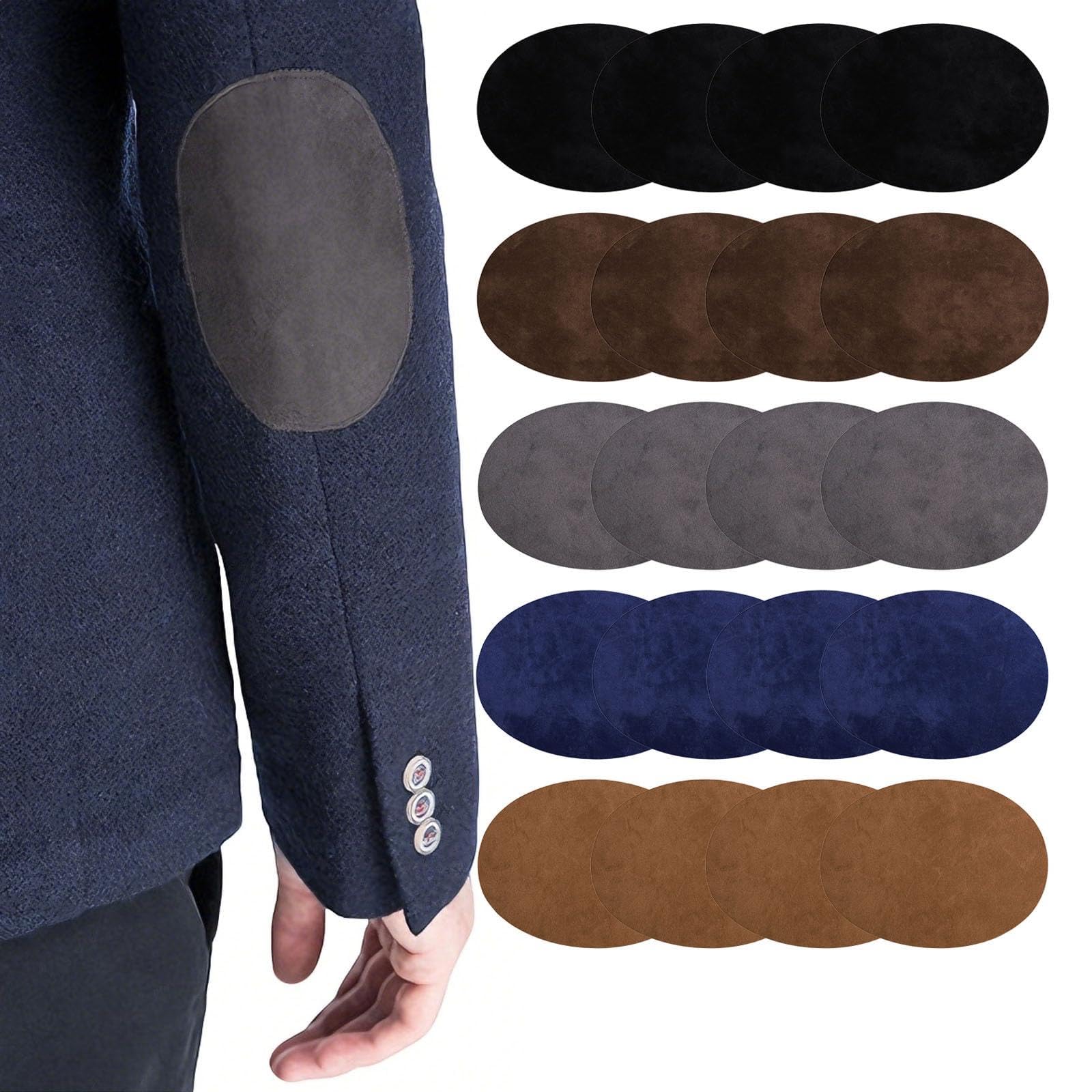 20 Pcs Iron on Repair Patch, Elbow Patches for Wool Jumpers Sew on Oval Elbow Knee Felt Patches 11 x 14cm for Clothing Sweater