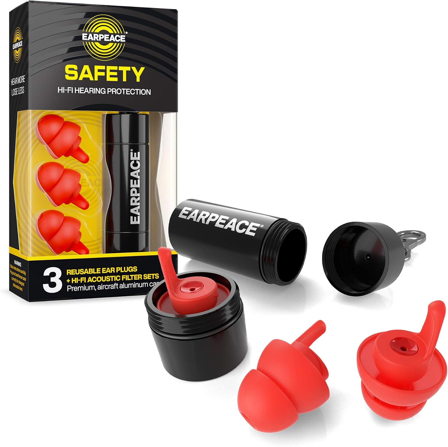 EarPeace "Petite" Safety Ear Plugs for Smaller Ear Canals and Kids - Noise Reduction and High Fidelity Hearing Protection for DIY Projects, Construction and Loud Work Environments (Small, Black Case)