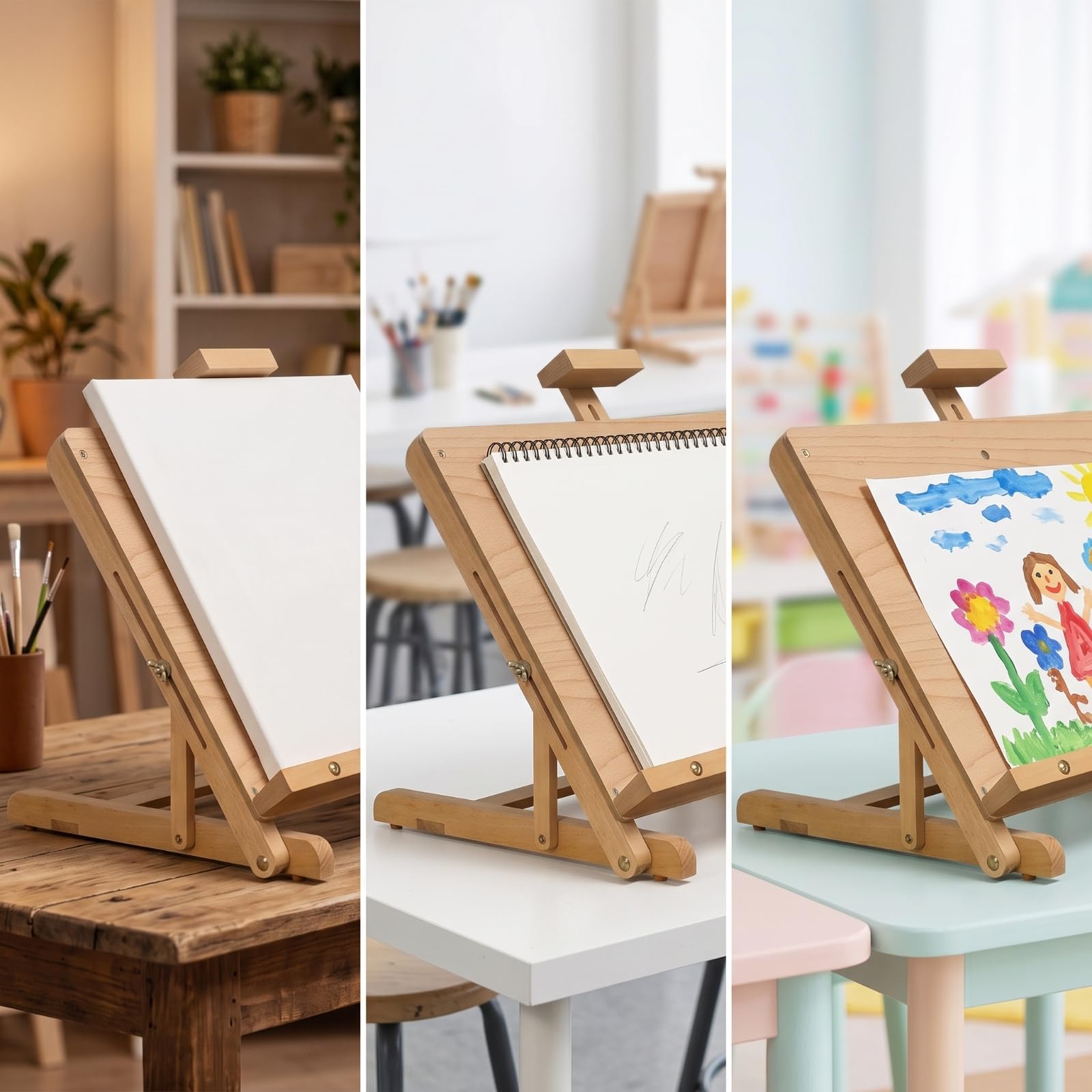 Gralara Caballete para Mesa Plegable Portátil Caballete con Soporte Ajustable Compacto para Artistas, Dibujantes, Taller